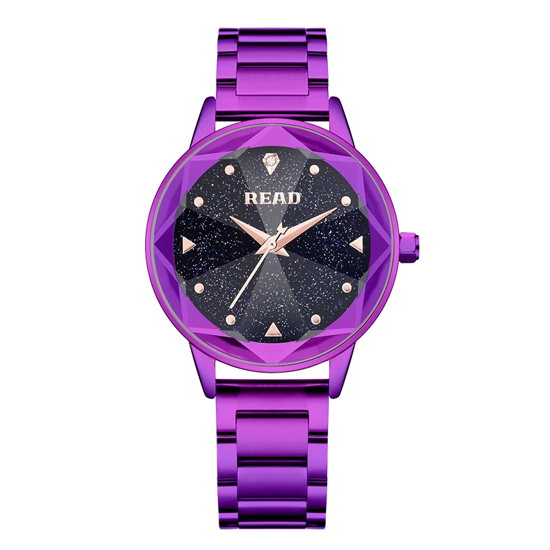 READ Women Elegant Quartz Watch | Stainless Steel Bracelet | Butterfly Clasp | Glitter Starry Dial | 30M Daily Water Resistant
