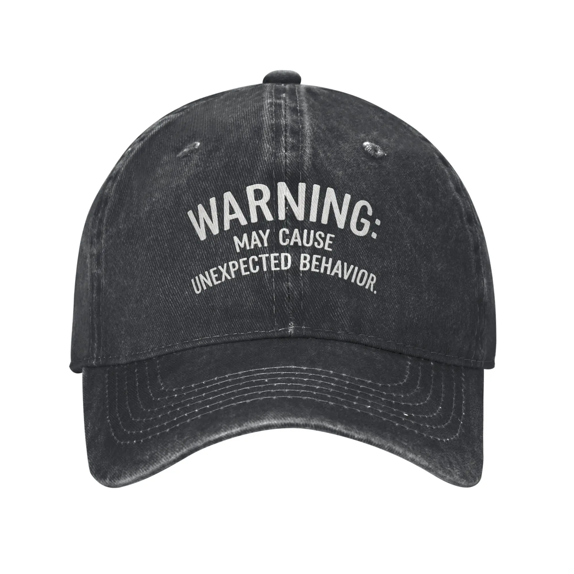 Warning May Cause Unexpected Behavior Text Print Baseball Cap Men Hats Women Visor Protection Snapback  Caps