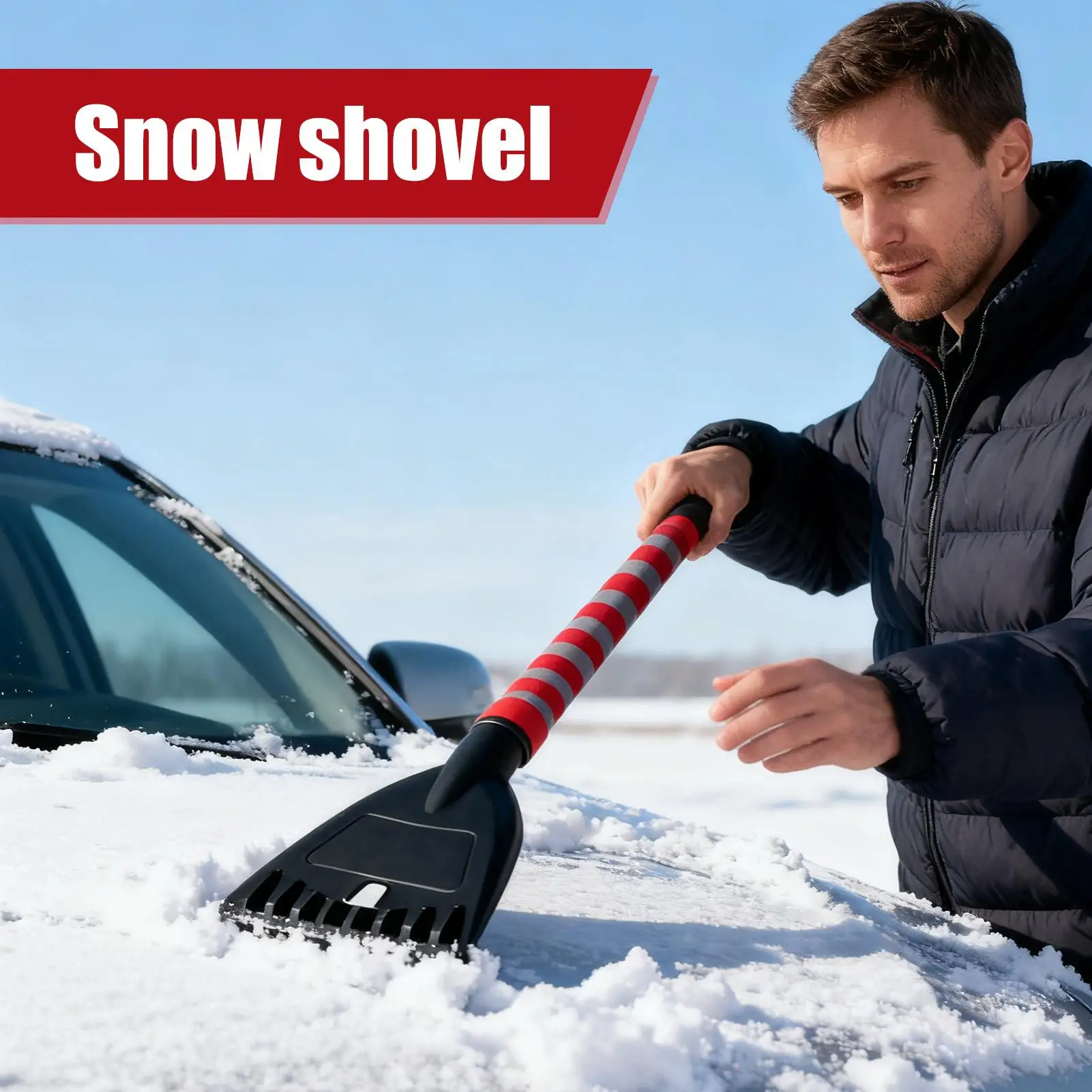 Multi-functional Snow Shovel Car Window Windshield Defrosting Scraper With Silicone Handle Lightweight Snow Shovels For Truck