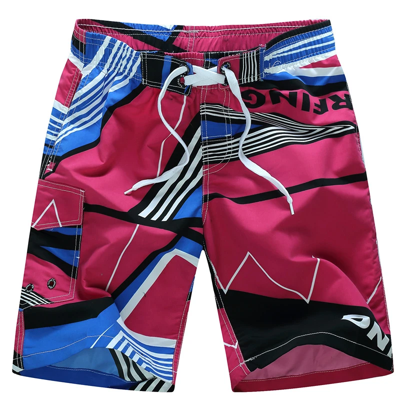 Sommer Herren Fluoreszierend Grüne Kontrast-Print Schnelltrocknende Strandshorts - Lockere Fünfteilige Sportliche Lässige Surf-Shorts – Detail 3