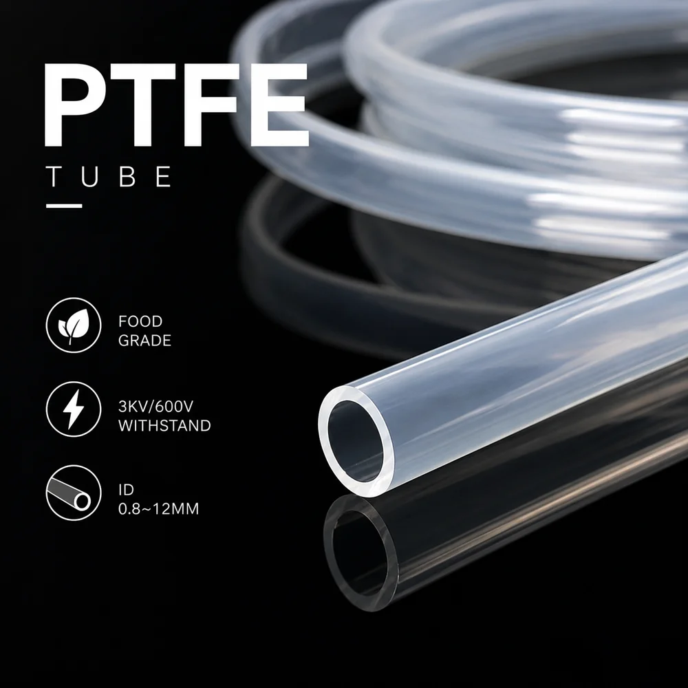 

10/5/2/1M Food Grade Transparent PTFE Tube ID 0.8-12mm Chemical resistance corrosion resistance high temperature resistance