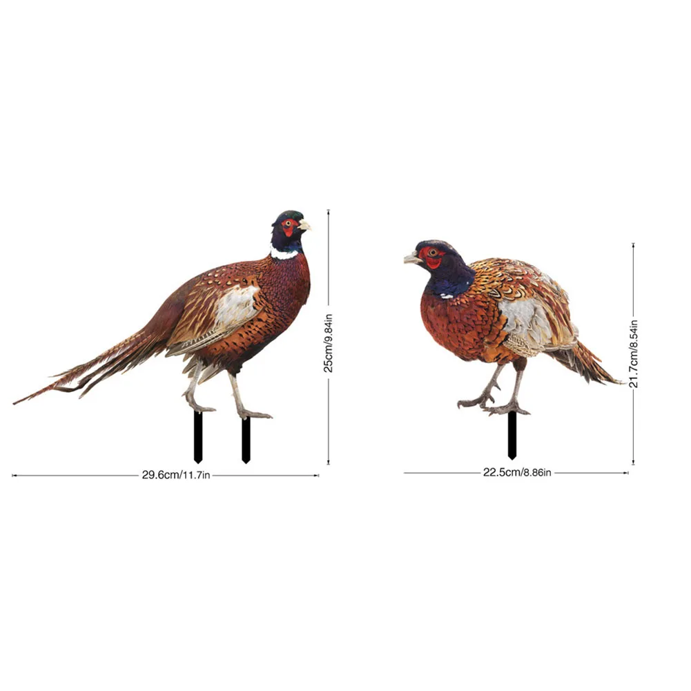 꿩 정원 장식, 꿩 말뚝 잔디 안뜰 조각상, 아크릴 말뚝, 야외 예술 그라운드 플러그 장식, 1 개, 2 개
