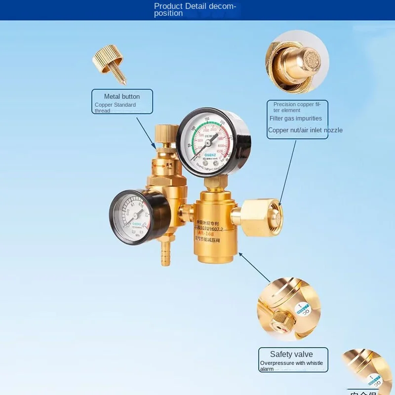 مقياس غاز لحام قوس الأرجون ، صمام تخفيف الضغط موفر للغاز ، مخفض ضغط الأرجون ، موفر للطاقة ، AR168