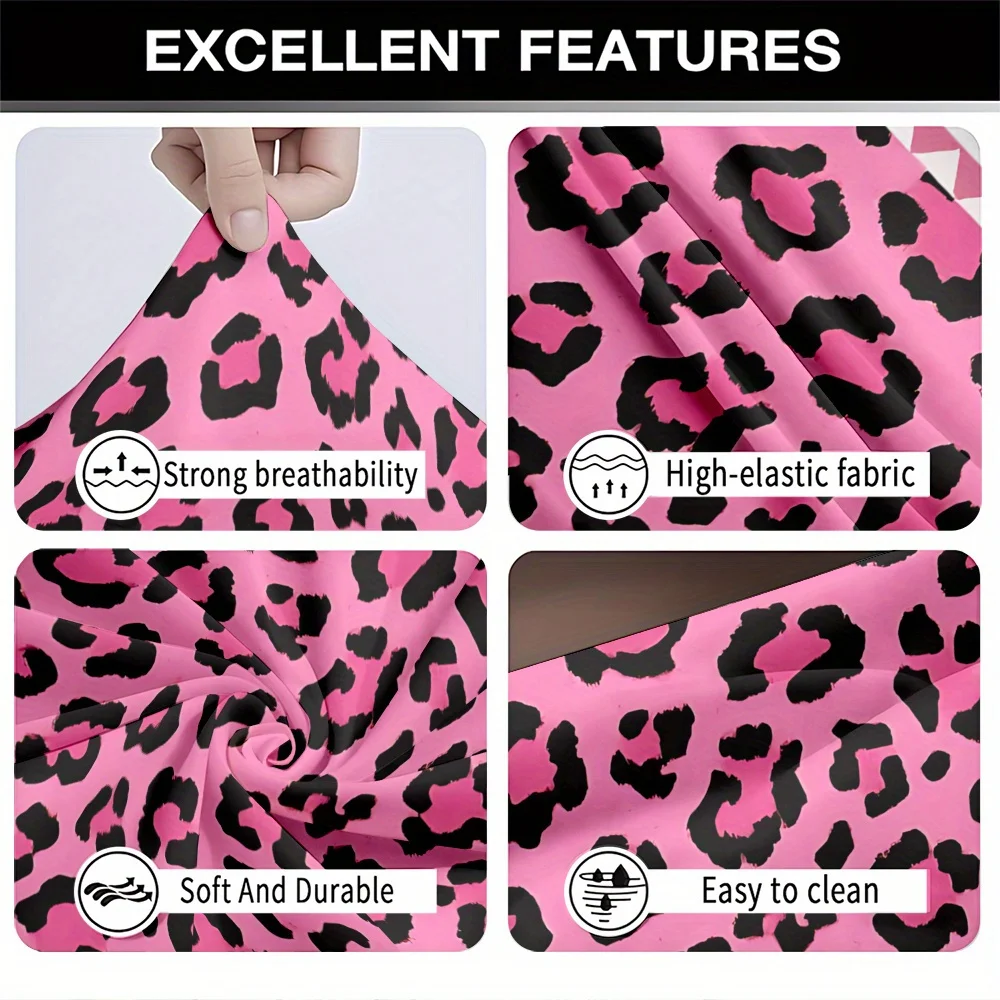 1pc Pink Leopard Print with Tribal Border Stretch Sofa Cover, Removable Washable Couch Slipcover for Bold Boho Home Decor