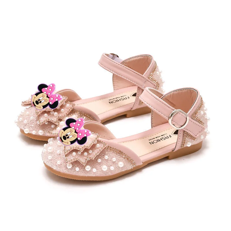 Sandali da ragazza Disney Topolino Minnie Nuovi sandali Baotou con suola morbida estiva Scarpe da ballo principessa per bambini Scarpe casual per bambini