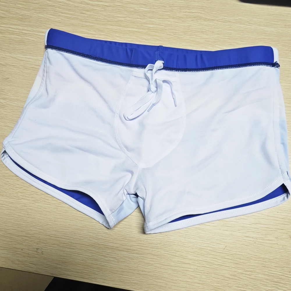 2026 men's color striped sports boxer swimming trunks fashion close-fitting quick-drying beach boxer shorts UXH221