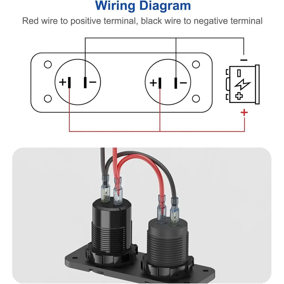 #12K (Metal+Plastic)12V USB Outlet Marine Panel Dual QC3.0 PD3.0 150W Waterproof,Automotive Parts & Accessories
