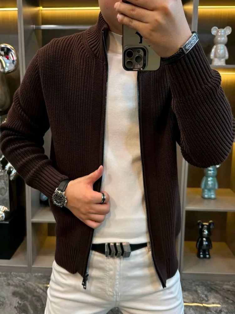 

Высококачественный модный вязаный свитер, пальто с воротником-стойкой, повседневное осенне-зимнее роскошное модное молодежное пальто, антибактериальное