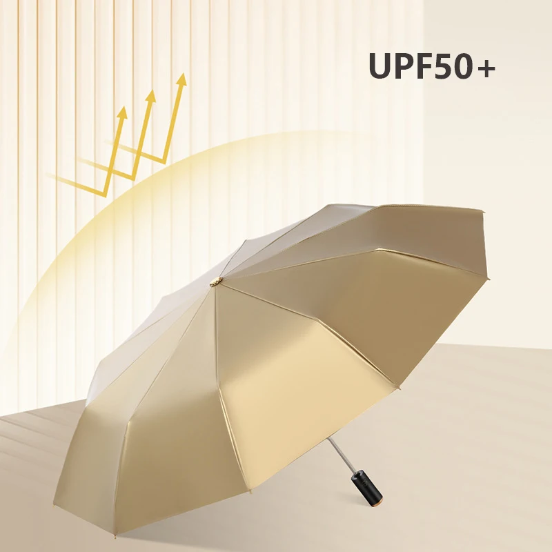 Luxury Golden Automatic Umbrella Woman Double Layer Windproof Folding Sun Umbrella UV Protection Big Umbrella