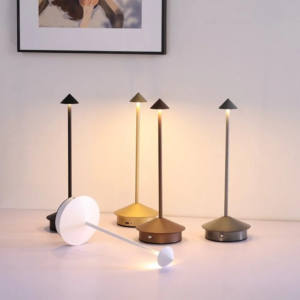 

Cone Head Design LED Table Lamp 3 Color Lights Dimming Bedside Ambient Light Wireless Portable Atmosphere Lamp Restaurant Use