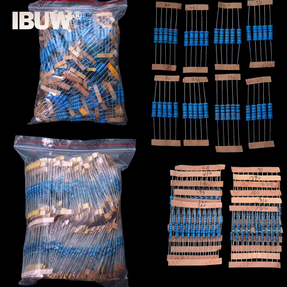 156Values 130Values 1/2W 1W 2W 1/4W 1/6W  Power Metal Film Resistor Kit 1R-10M  Assortment Set 1ohm-10Mohm samples pack