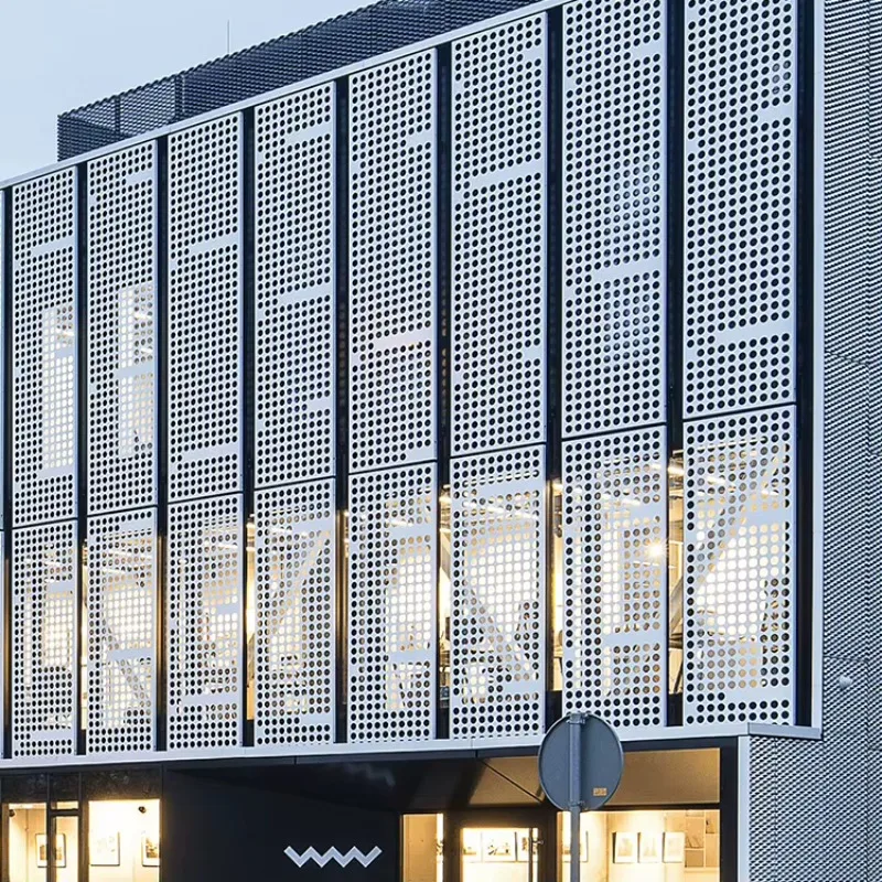 Curtain Wall Cladding Metal Aluminum Perforated Panels Aluminium Facade Residential Building Exterior Decoration Material image 4