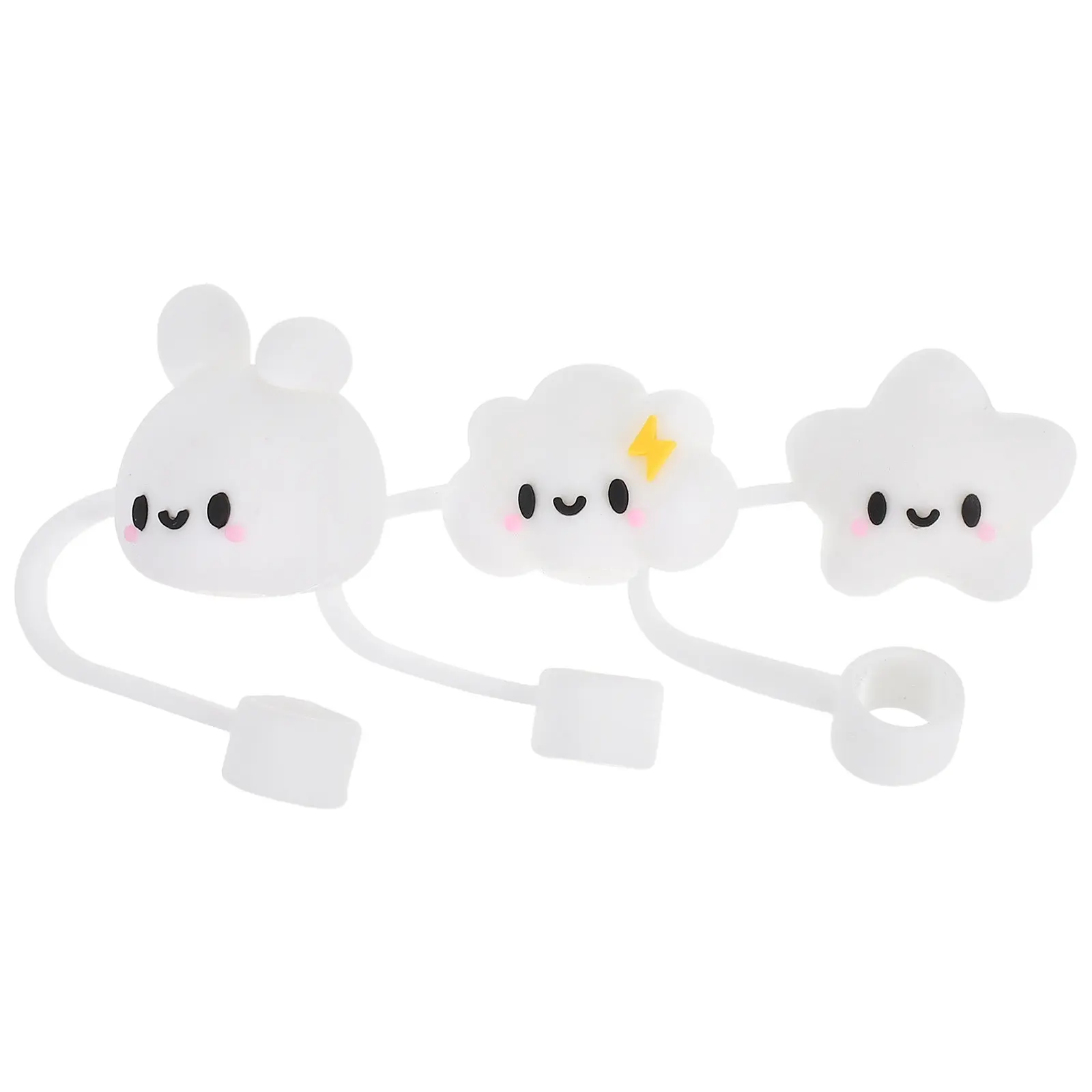 3Pcs Cartoon Straws Caps Silicone Reusable Dustproof Straw Covers Cute Decorative Toppers for Outdoor Use Silicone Straw Cover