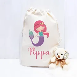 Personalised Mermaid toy present Sack under the sea ocean theme children kid Girl birthday Party baby shower decoration gift bag