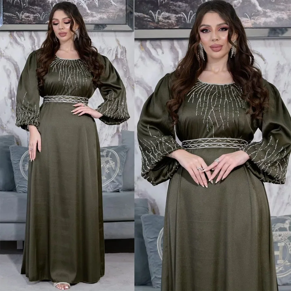 

Dubai Abayas for Women Luxury Diamonds Evening Party Dresses Muslim Turkey Kaftan Islam Jalabiya Eid Ramadan Caftan Femme Robe