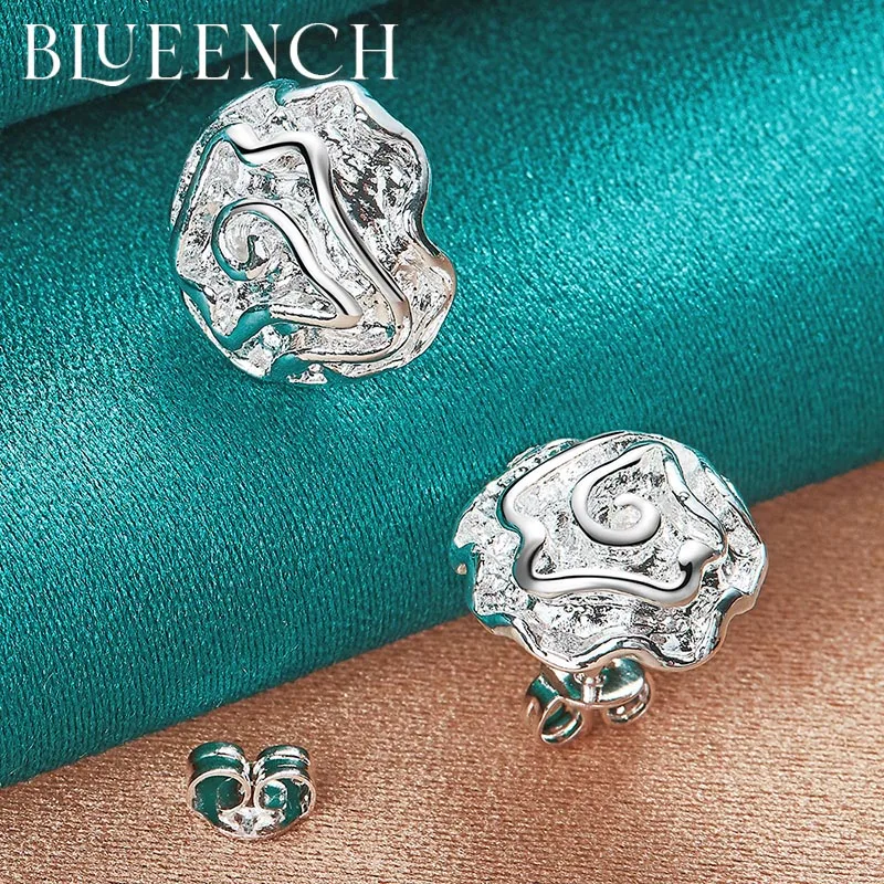 

Blueench 925 Sterling Silver Floral Stud Earrings Suitable For Ladies Wedding Parties Fashion Romantic Jewelry