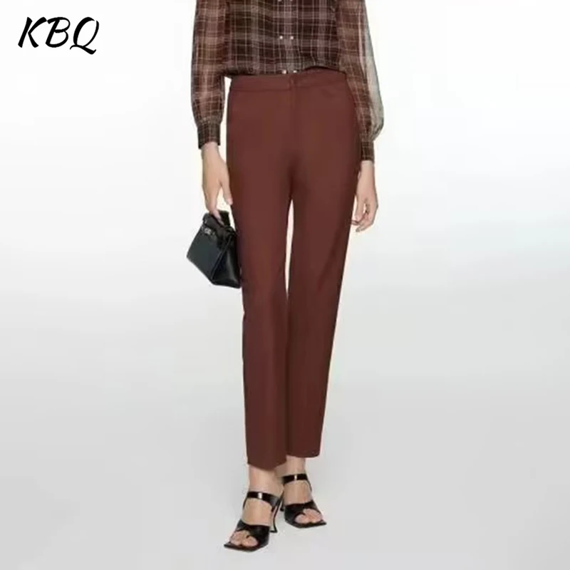 

KBQ Solid Casual Patchwork Zipper Full Length Trousers For Women High Waist Spliced Pockets Minimalist Pencil Pants Female New