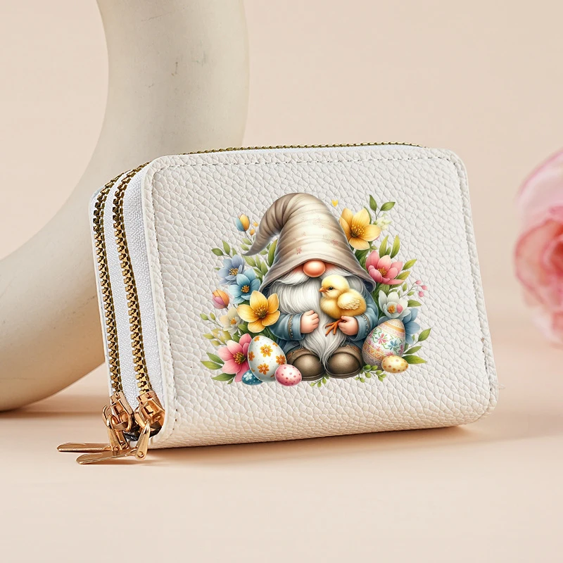 Gnome Featuring a Dwarfs Double Zipper Wallet Lychee Pattern Fashion Short Credit Card Holder with Large Capacity Coin Purse – Detail 3