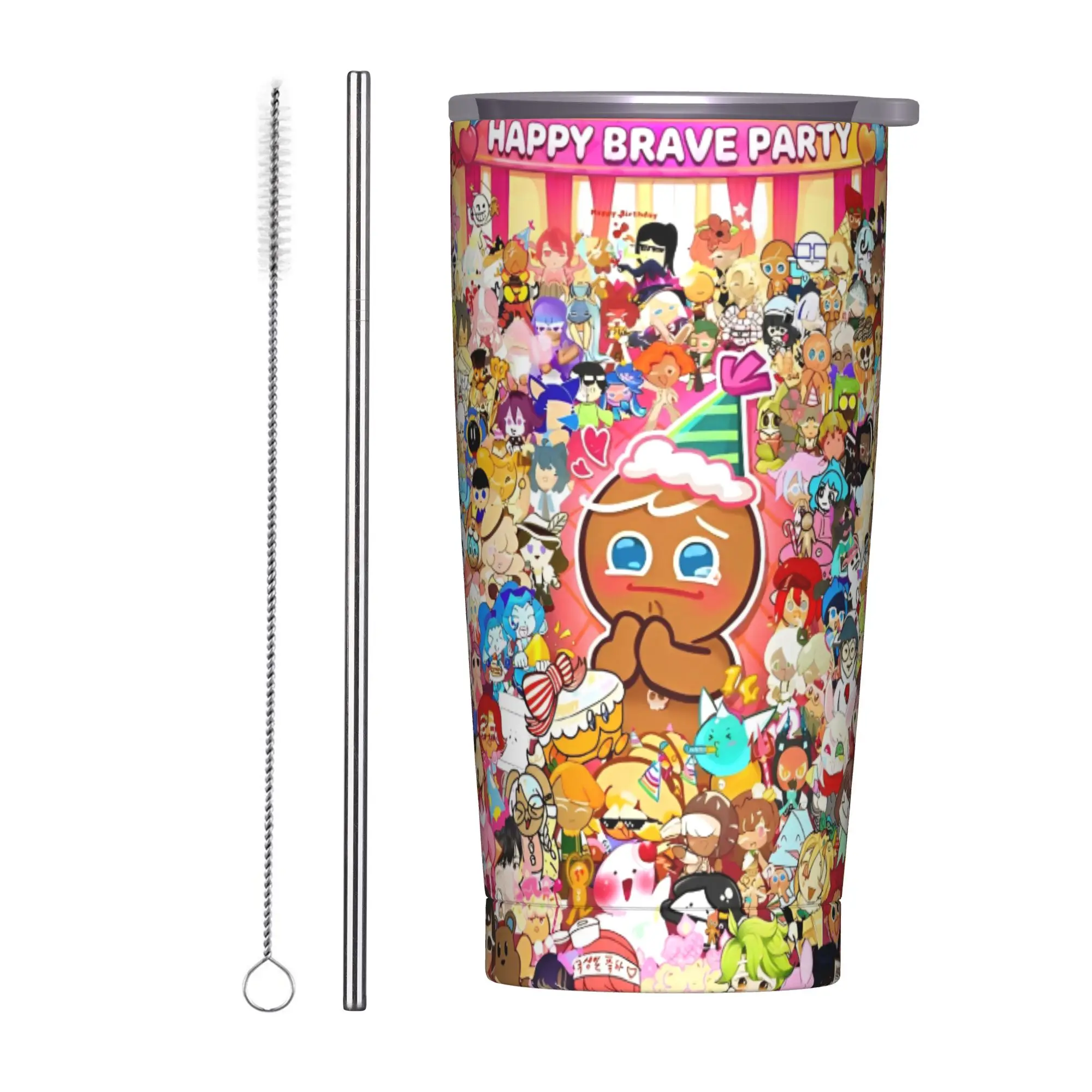 Brave on X-Cookie Runs Kingdoms Insulated Tumbler with Straws  Vacuum Thermal Mug Office Home Bottle Cups, 20oz