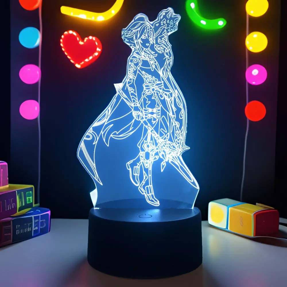 3D Lamp Anime Figures Genshin Impact 3D Night Light Raiden Shogun PVC Model Gamer Lamp Decoration Bedroom Lights Kids Toys Gifts