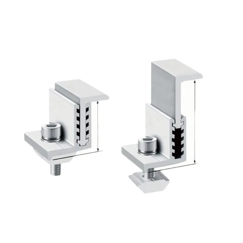 Adjustable Solar Panel Mid Clamp & End Clamp Aluminum Solar Mounting Bracket Side Clamp PV Mount Fitting