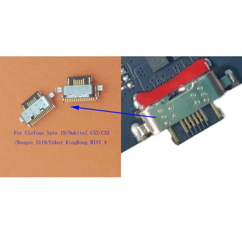 10-50 шт. USB-зарядное устройство Type-C, разъем для зарядки, штекер для Ulefone Note 19, Oukitel C53, C33, Doogee S119, Cubot KingKong MINI 4