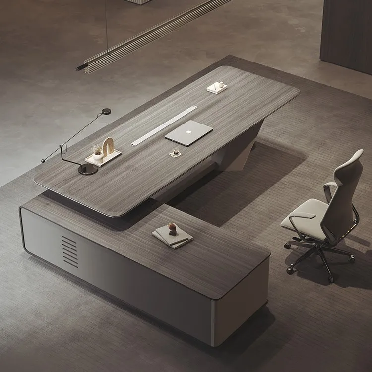 Light luxury, high-end feel, large desk, high-end chairman's office, high-end boss's desk for the president
