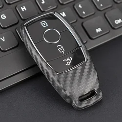 Funda de silicona con forma de llavero inteligente de fibra de carbono para mercedes-benz A B C E S Clase G CLA CLS EQA EQB EQC GLA GLB GLC GLE GLS