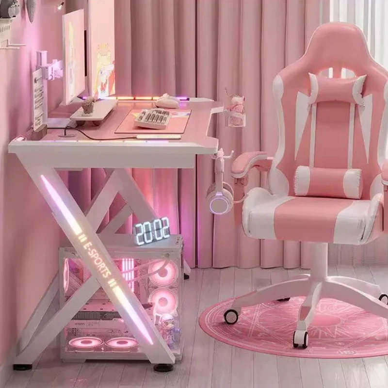 Q Pink Girl Computer Desks Design Organizers Keyboard Bedroom Luxury Computer Desks Monitor Quality Standing  Furniture