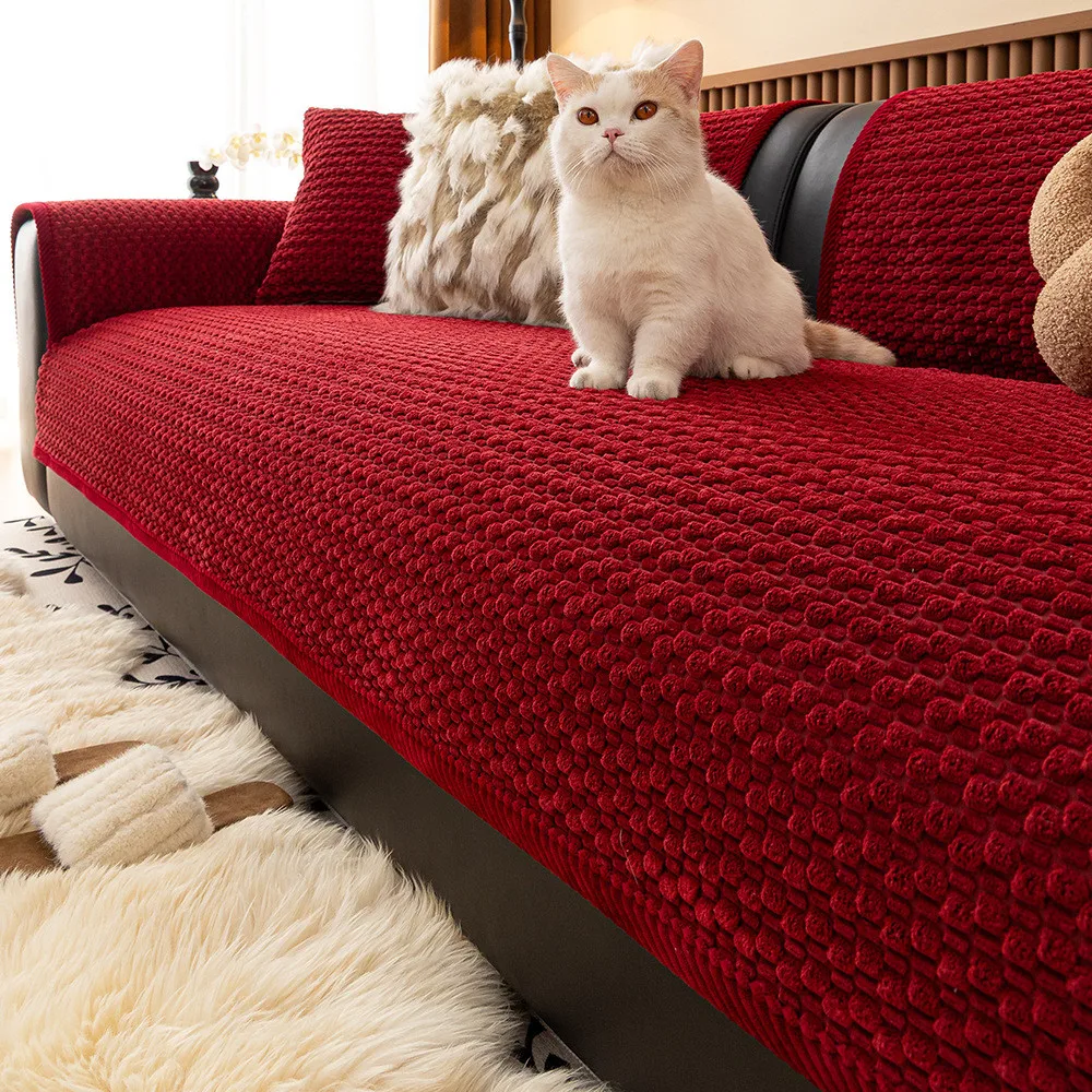 1pcs Solid Color Couch Cover Anti-Slip Sofa Towel Living Room Furniture Protector Seat Mat Prevent Cat Scratching