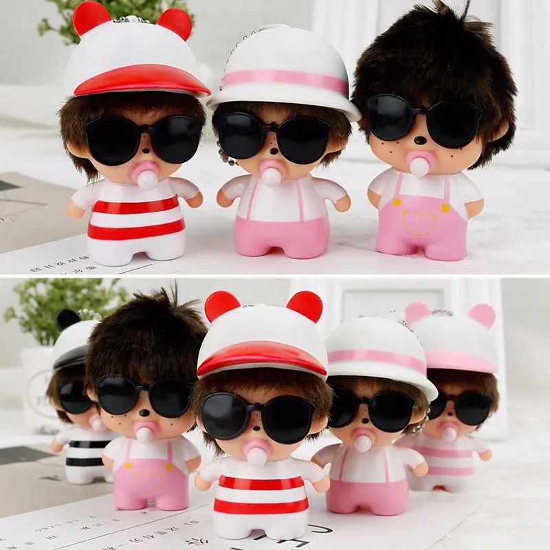 

New model Monchhichi Keychain Cartoon Backpack Hanging Charms Cute Monchichi Doll Pendant Birthday Party Gifts 몬치치 키링