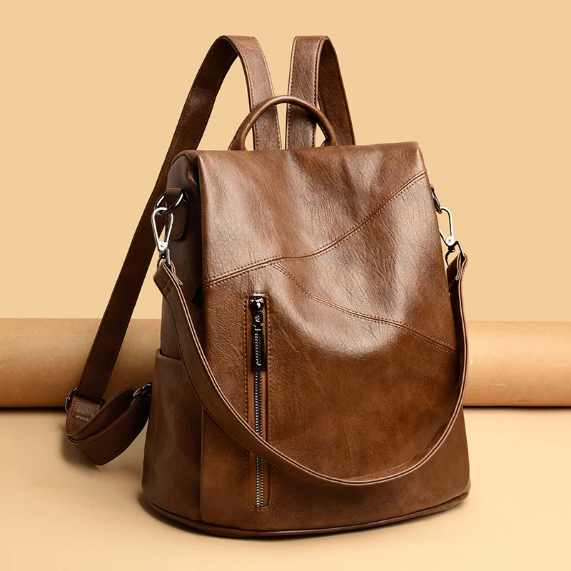 

New 2025 Women's Genuine Leather Backpack Casual Travel Bags School Bags For Teenagers Girls Ladies Elegant Shoulder Bags B383