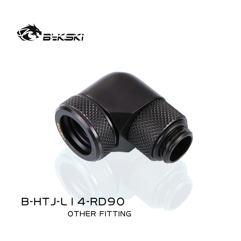 Bykski B-HTJ-L14-RD90,G1/4'' Male To Female 90 Degree Rotating Fitting for OD14mm Rigid Tubing,M-F Hard Pipe Connector