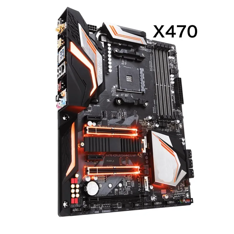 For Gigabyte X470 AORUS GAMING 5 WIFI Motherboard Support 7th A-Series CPU DDR4 ATX X470 Mainboard 100% Tested OK Fully Work