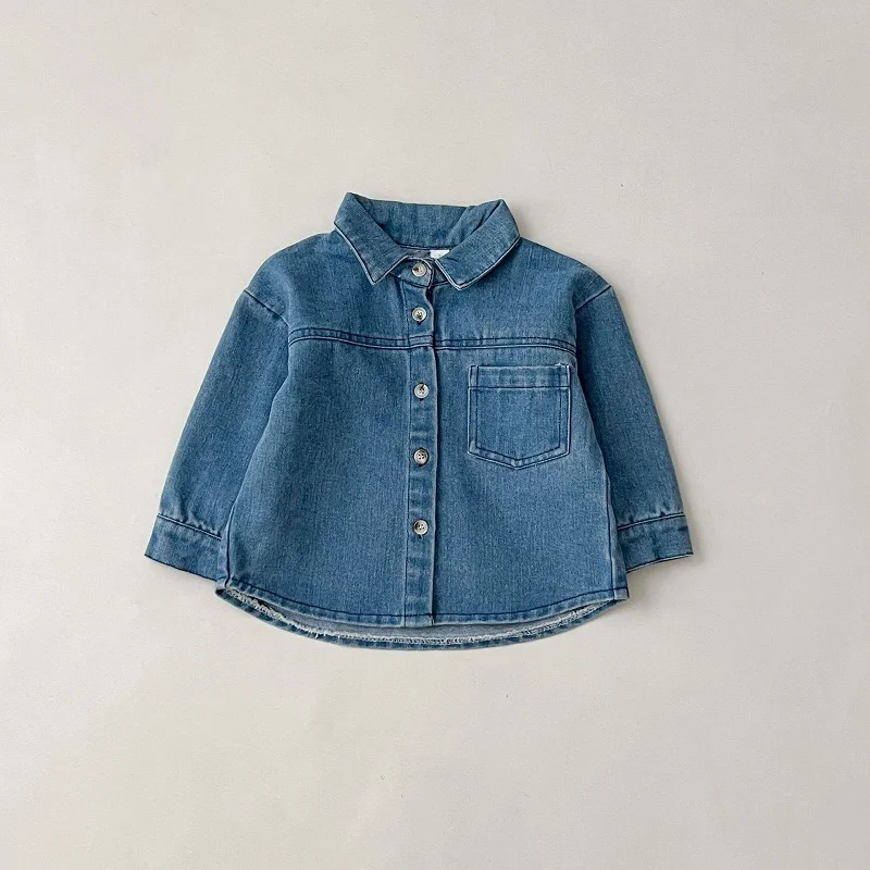 0-6-year-old Spring Children\'s Set New Fashionable Boys denim jacket cardigan long pants set Girls long sleeved top set