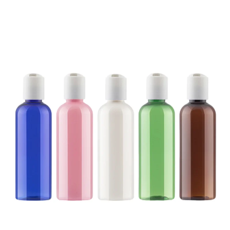 

30Pcs Refillable Plastic Bottle Round Shoulder White Screw Lid Pump 100ml Portable Cosmetic Packaging Container Bottles