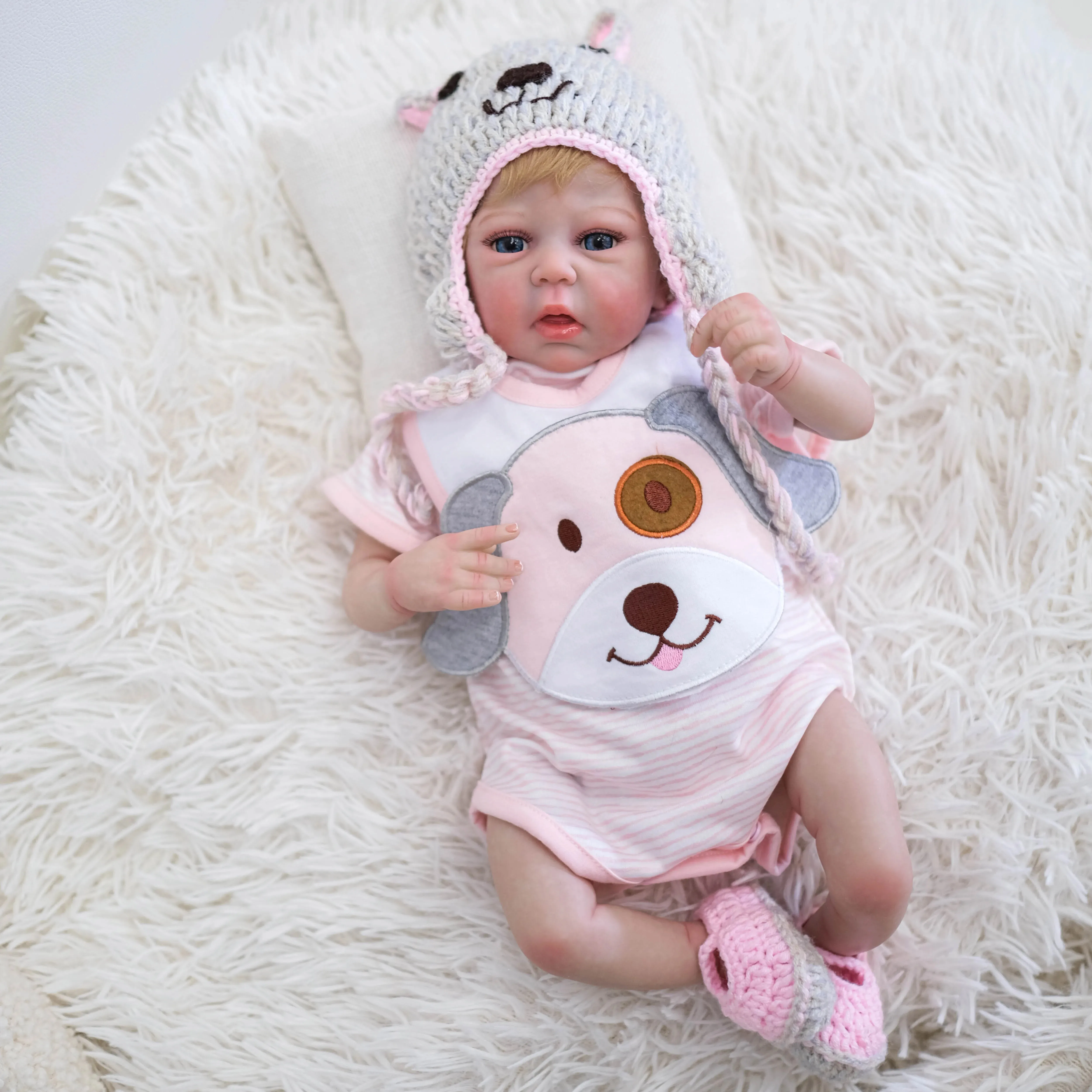 18inch Mindy Newborn Baby Soft Body Reborn Doll Lifelike Cuddly Baby Multiple Layers Painting 3D Skin with Visible Veins