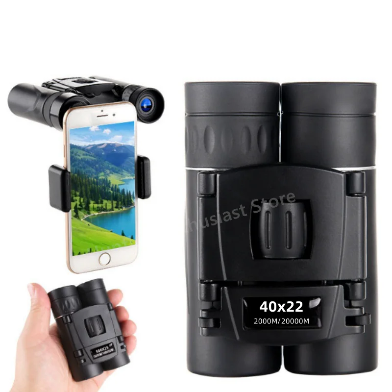 Portable Binoculars 40X22 High-definition Mini Sturdy Stool BAK4 Remote Control Telescope Foldable for Hunting and Camping