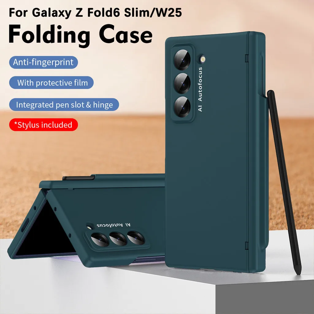 Hinge Case For Samsung Galaxy Z Fold Special SE W25 Fold 6 Slim 5 4 3 With Front Screen Protector Glass Pen Slot Cover