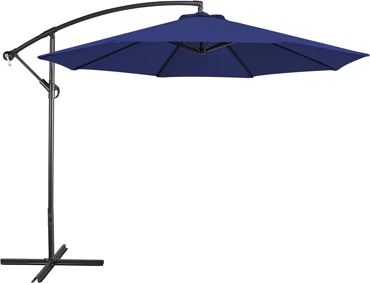 

10FT Patio Offset Umbrella - Cantilever Hanging Outdoor Umbrellas w/UV Protection & 8 Ribs & Handy Crank & Cross Base for Market