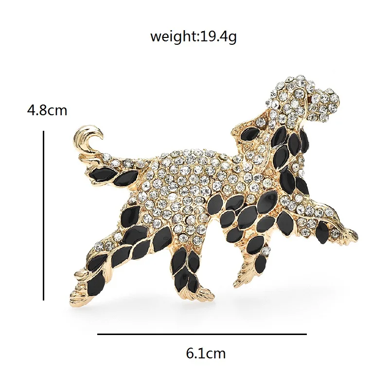 Wuli&baby Designer Lovely Dog Brooches For Women Unisex Rhinestone Enamel Puppy Animal Party Casual Brooch Pins Gifts