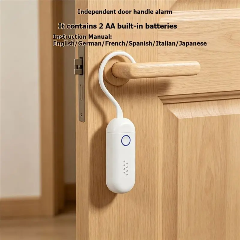 T24C Door Alarm 130Db Dual-Mode Door Handle Alarm For Hotel Rental Rooms With Hanging Doors Window
