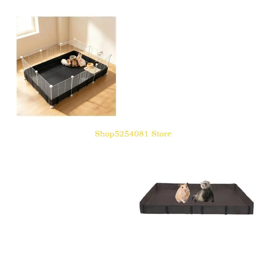 axyc-waterproof-small-animal-cage-base-cover-for-indoor-enclosures-washable-floor-pad-with-border-wall-securing-bands-dark