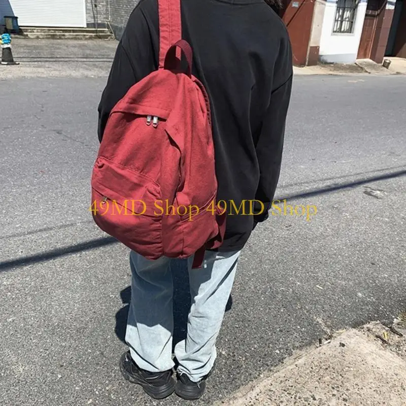 49MD Durable Canvas Backpack for Student Teenager School Bag Laptop Daypack Book Bags
