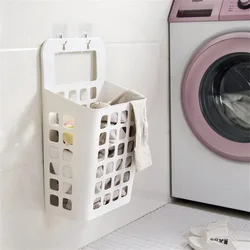 Foldable Dirty Clothes Basket Functional Design Foldable Compact Dirty Clothes Organizer Multifunctional Wall Hanging Laundry