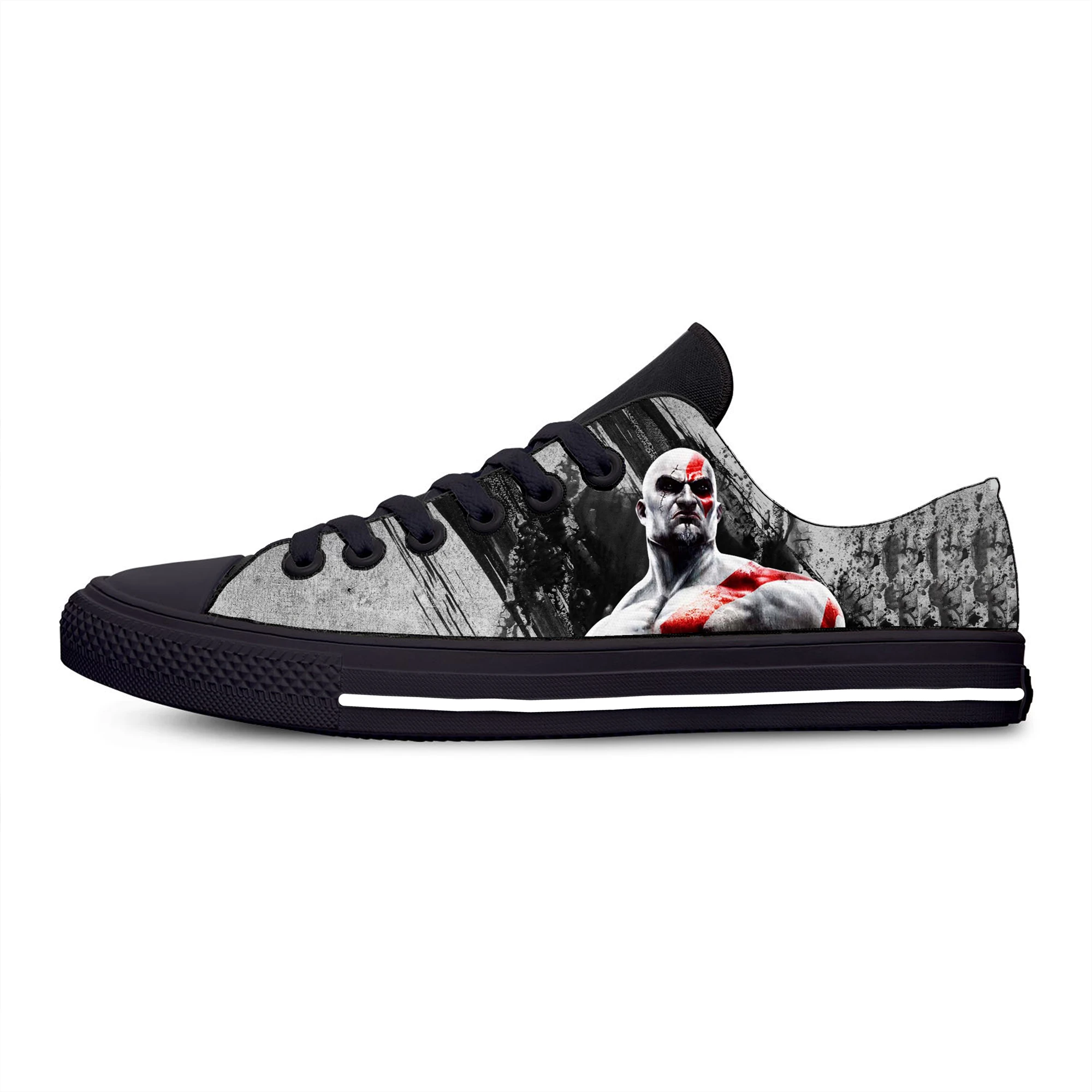 Anime Cartoon Game God of War Kratos Fashion Funny Casual Cloth Shoes Low Top Lightweight Breathable 3D Print Men women Sneakers