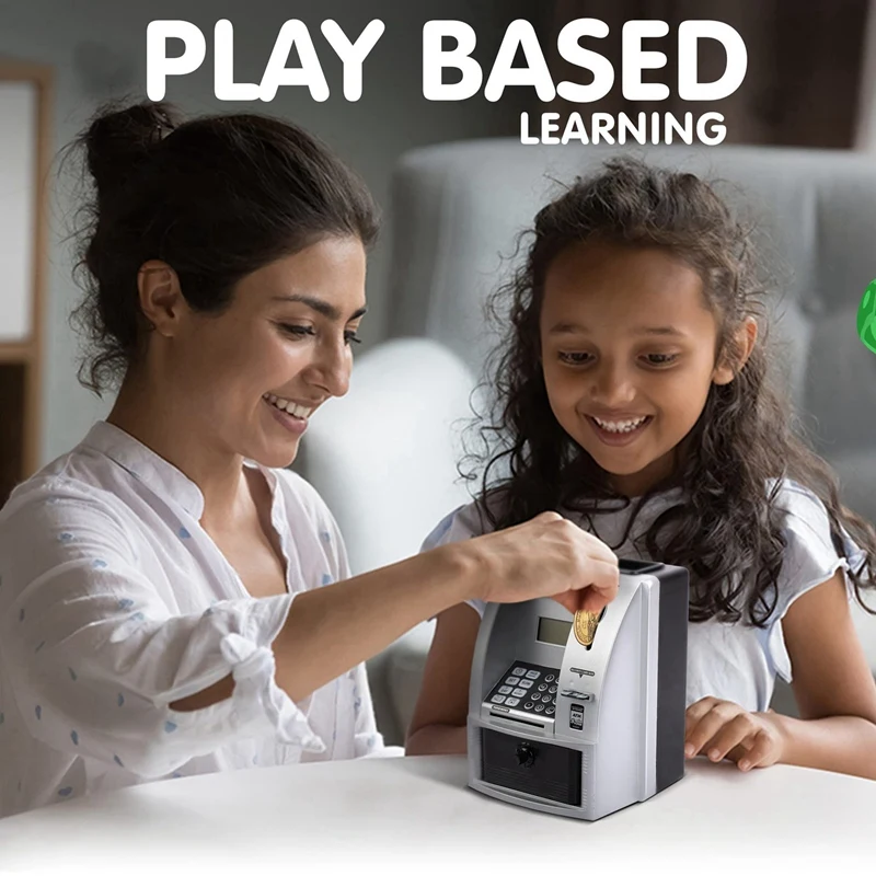 A16R-Smart ATM Piggy Bank For Money Mini Banknote Money Boxes Voice ATM Machine To Teach Children Money Management