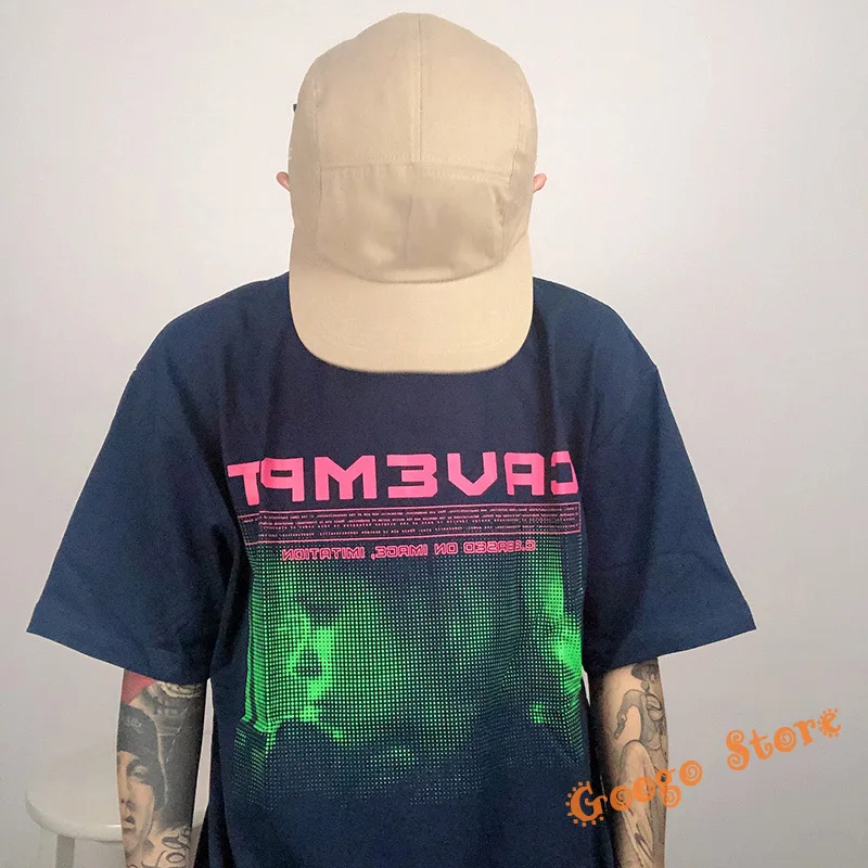 Hip Hop High Street Fashion Retro C.E CAVEMPT T-shirts Men Woman Casual Oversized Face Pixel Printing 1:1 Cav Empt Short Sleeve