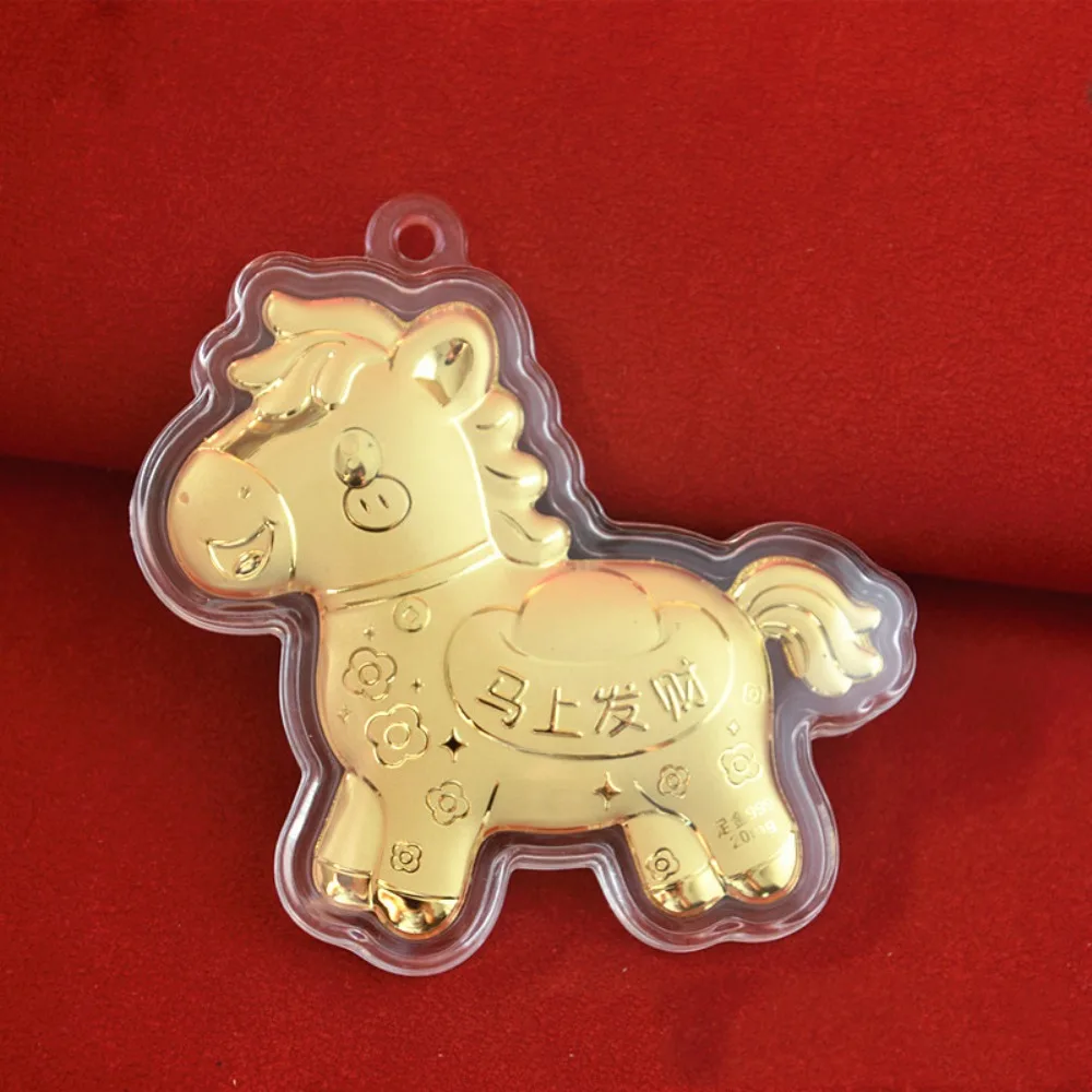 

Креативные золотые аксессуары с изображением лошади, милый золотой брелок-пони в китайском стиле, мультяшный дизайн, к Году Лошади