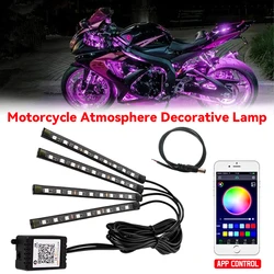 12V Car Motors Decor Lamp 4IN1 Waterproof LED RGB Color Car Lighting Flexible Strip Light Motorcycle Accessories
